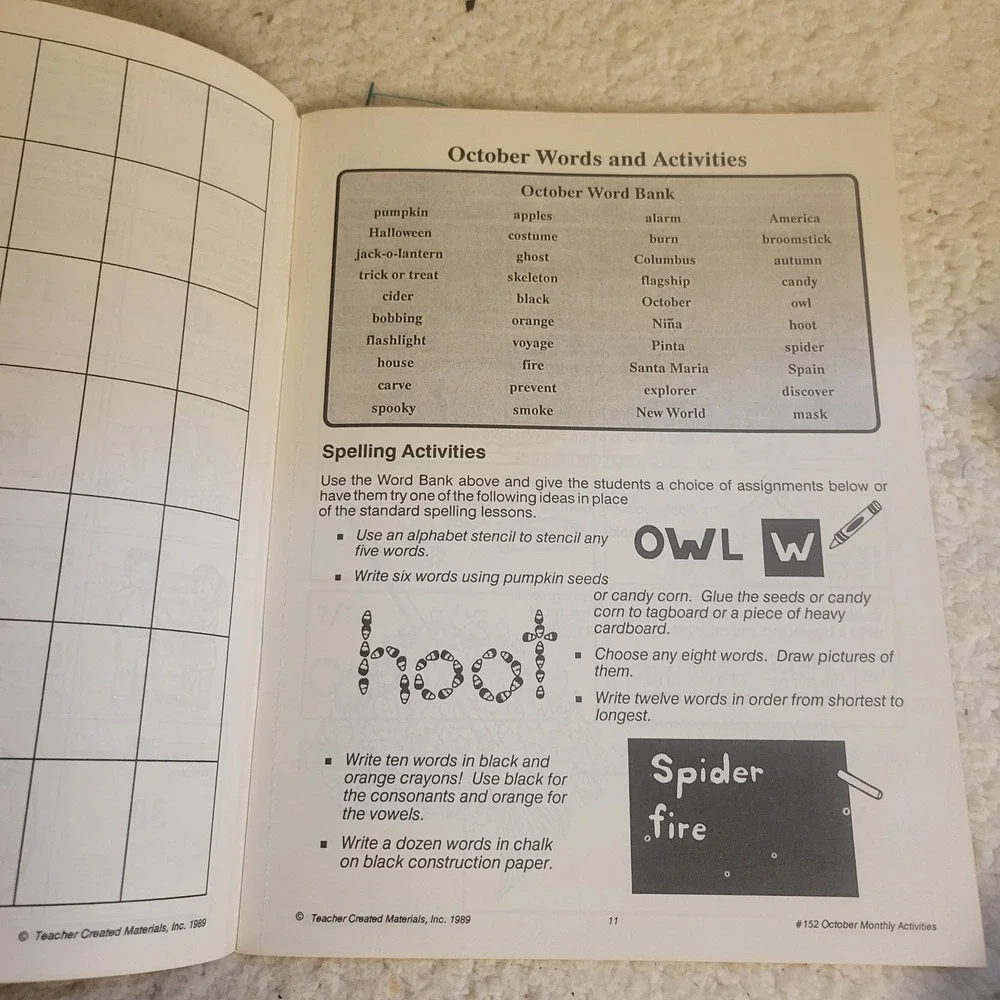 Teacher Created Materials October Monthly Activities Book 1989 Vintage Halloween